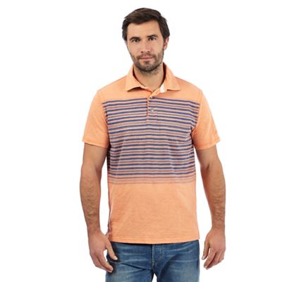 Mantaray Big and tall orange striped print polo shirt
